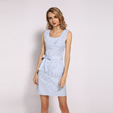 Sexy Slash Neck Mini Short Dress Sleevelee Slim Slash Mini Party Dresses Vestidos Women Solid Fashion Striped Straight Dresses