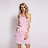 Sexy Slash Neck Mini Short Dress Sleevelee Slim Slash Mini Party Dresses Vestidos Women Solid Fashion Striped Straight Dresses