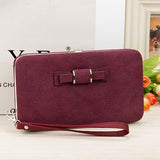 Bokinslon Woman Wallet Long Section PU Leather Bowknot Girls Brand Purse Popular Practical Ladies Hand Wallet
