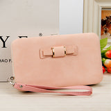 Bokinslon Woman Wallet Long Section PU Leather Bowknot Girls Brand Purse Popular Practical Ladies Hand Wallet