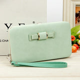 Bokinslon Woman Wallet Long Section PU Leather Bowknot Girls Brand Purse Popular Practical Ladies Hand Wallet