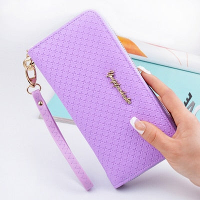 Bokinslon Ladies Zipper Purse Large Capacity Practical Hand Wallet Woman PU Leather Fashion Female Long Section Wallet