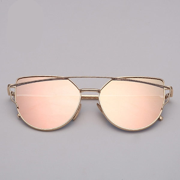 RBROVO 2018 Brand Designer Cat eye Sunglasses Women Vintage Metal Reflective Glasses For Women Mirror Retro Oculos De Sol Gafas