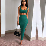 NewAsia Garden Two Piece Set 2 Piece Set Women Winter Ribbed Crop Top And Skirt Set Matching Sets Woman Two Pieces Outfits White