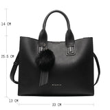 Miyaco Brand Women Handbag Totes Bags for Women Messenger Bag Purses and Handbags Leather Top Hand Bag with Fur Ball Tassel