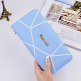 Bokinslon Hand Wallet Woman PU Leather Fashion Ladies Zipper Purse Large Capacity Geometric Pattern Female Long Section Wallet