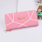 Bokinslon Hand Wallet Woman PU Leather Fashion Ladies Zipper Purse Large Capacity Geometric Pattern Female Long Section Wallet