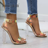 2019 Summer PVC Clear Transparent Strappy High Heels Shoes Women Sandals Peep Toe Sexy Party Female Ladies Shoes Woman Sandalias