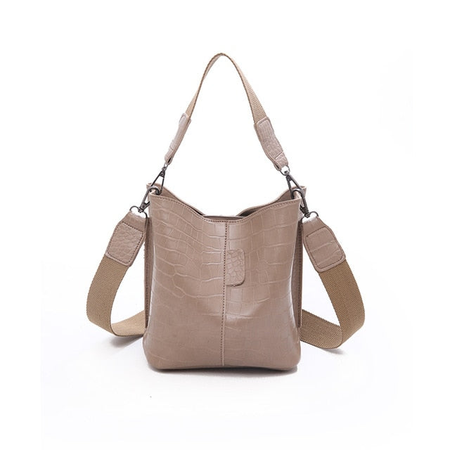 Retro Stone Pattern Pu Leather Bucket Bags For Woman 2019 Ladies Hand Bag Female Crossbody Bags Small Purses and Handbags
