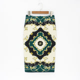 Hermicci 2018 Summer Style Pencil Skirt Women High Waist Green Skirts Vintage Elegant Bodycon Floral Print Midi Skirt