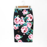 Hermicci 2018 Summer Style Pencil Skirt Women High Waist Green Skirts Vintage Elegant Bodycon Floral Print Midi Skirt