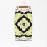 Hermicci 2018 Summer Style Pencil Skirt Women High Waist Green Skirts Vintage Elegant Bodycon Floral Print Midi Skirt