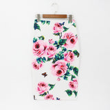 Hermicci 2018 Summer Style Pencil Skirt Women High Waist Green Skirts Vintage Elegant Bodycon Floral Print Midi Skirt