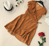 2019 Summer Polka Dot Wrapped Dress V Neck Ruffles Sexy Mini Dress Slim Bodycon Vacation Beach Smocks Korean Fashion