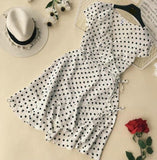 2019 Summer Polka Dot Wrapped Dress V Neck Ruffles Sexy Mini Dress Slim Bodycon Vacation Beach Smocks Korean Fashion
