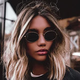 HAPTRON Retro oval sunglasses Women 2018 Luxury brand designer vintage small black Red Yellow Men shades sunglasses oculos UV400