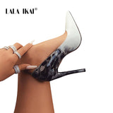LALA IKAI Women Fashion PU Leather Pumps Super High Heels Leopard Sexy Wedding Party Shoes Zapatos De Mujer 900C3381-4